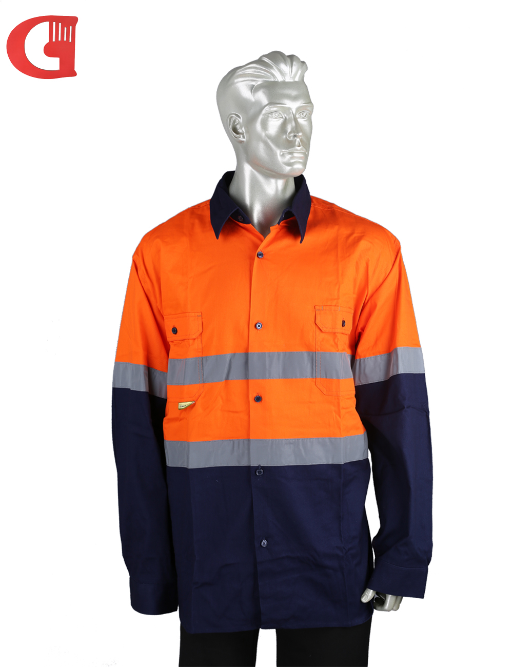 Workwear manufacturer 100%Cotton Work Shirt with Reflective Tape Safety Work Jackets